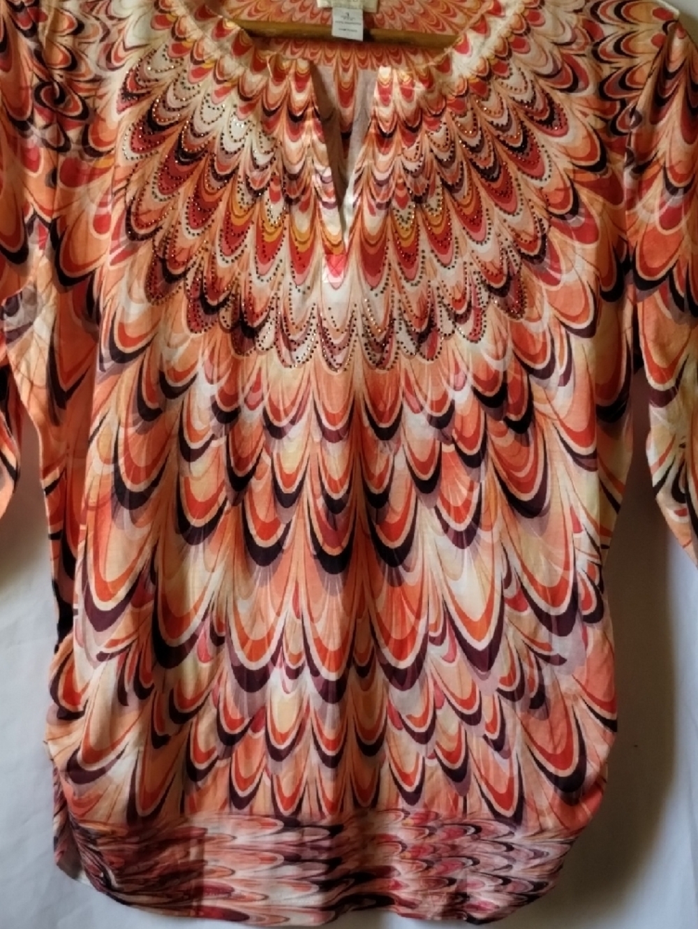 Chico's Pink Multi-Patterned Keyhole Tunic - Picture 6 of 14